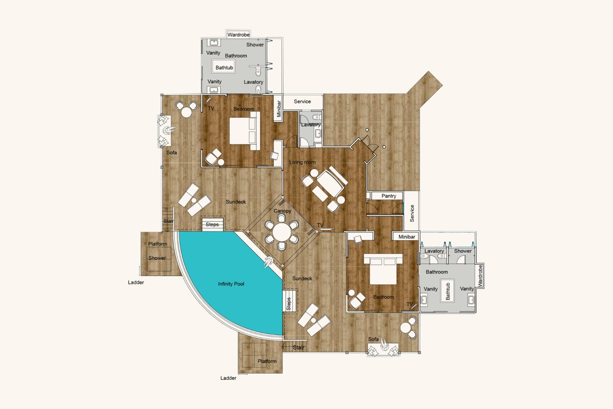 Aqua Retreat (2 bedrooms) floor plan