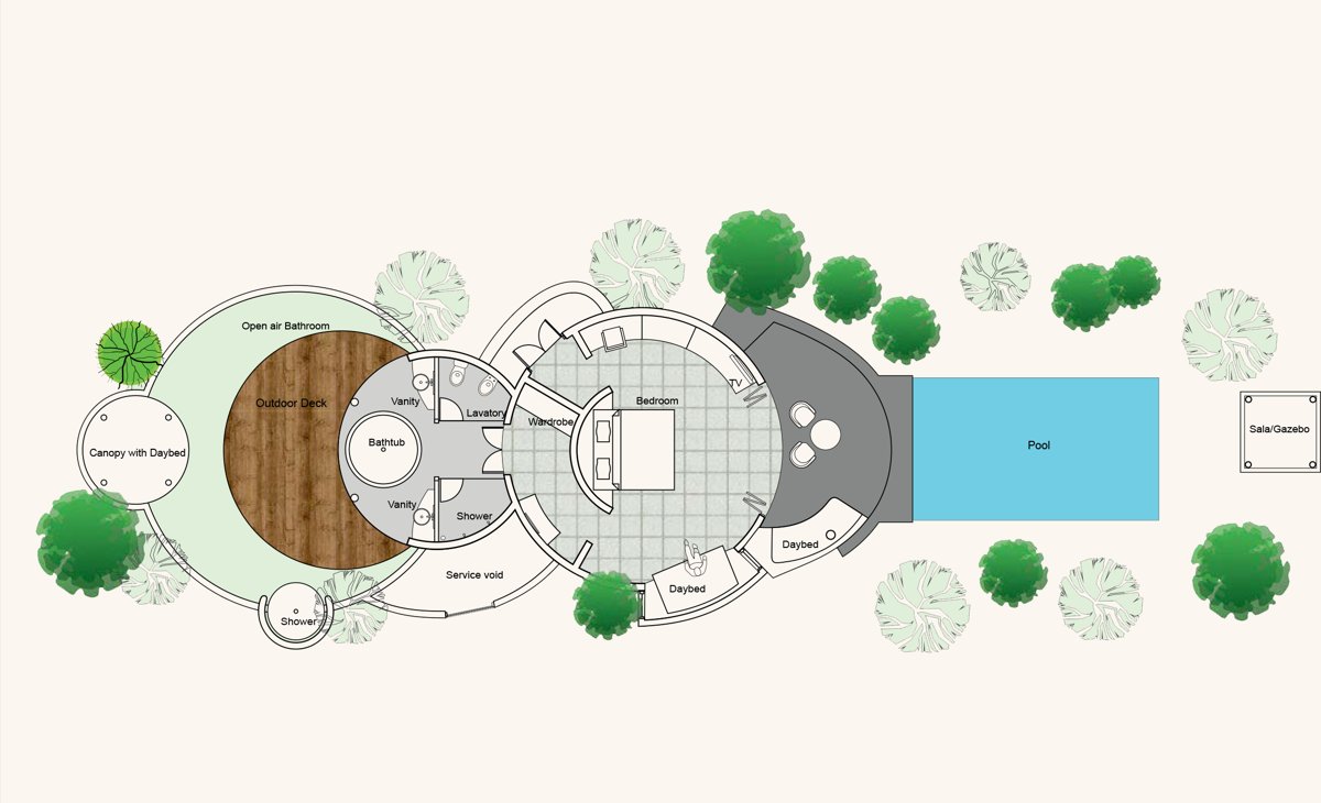 Deluxe Beach Villa with Pool floor plan