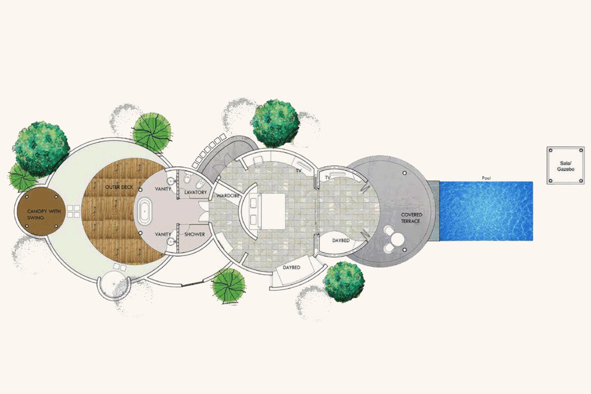 Family Deluxe Beach Villa with Pool floor plan