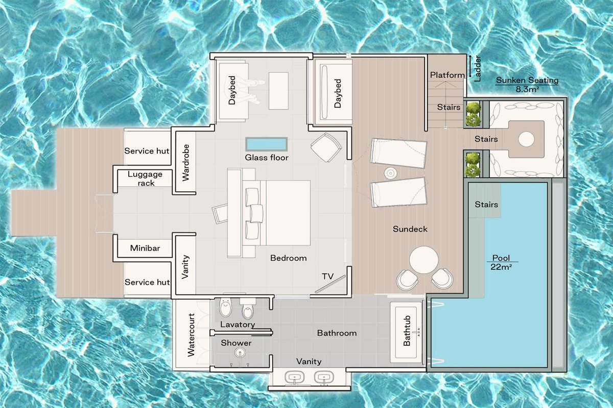 Horizon Water Villa with Pool floor plan